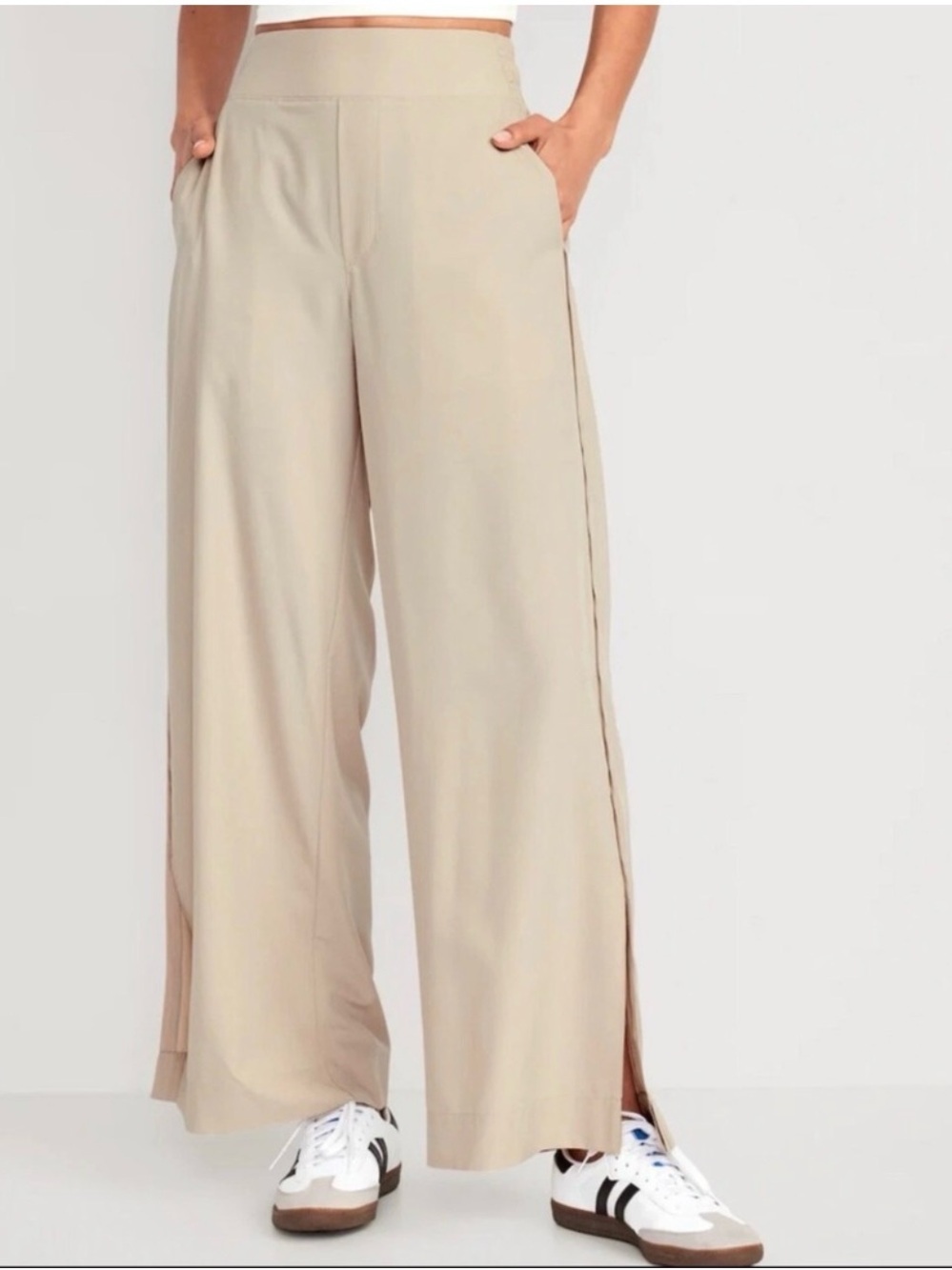 Old Navy StretchtechWide Leg Split-Hem Pants in Beige